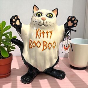 Blue Sky Clayworks Black Kitty Boo Boo Halloween Ghost Cat By Heather Goldminc
